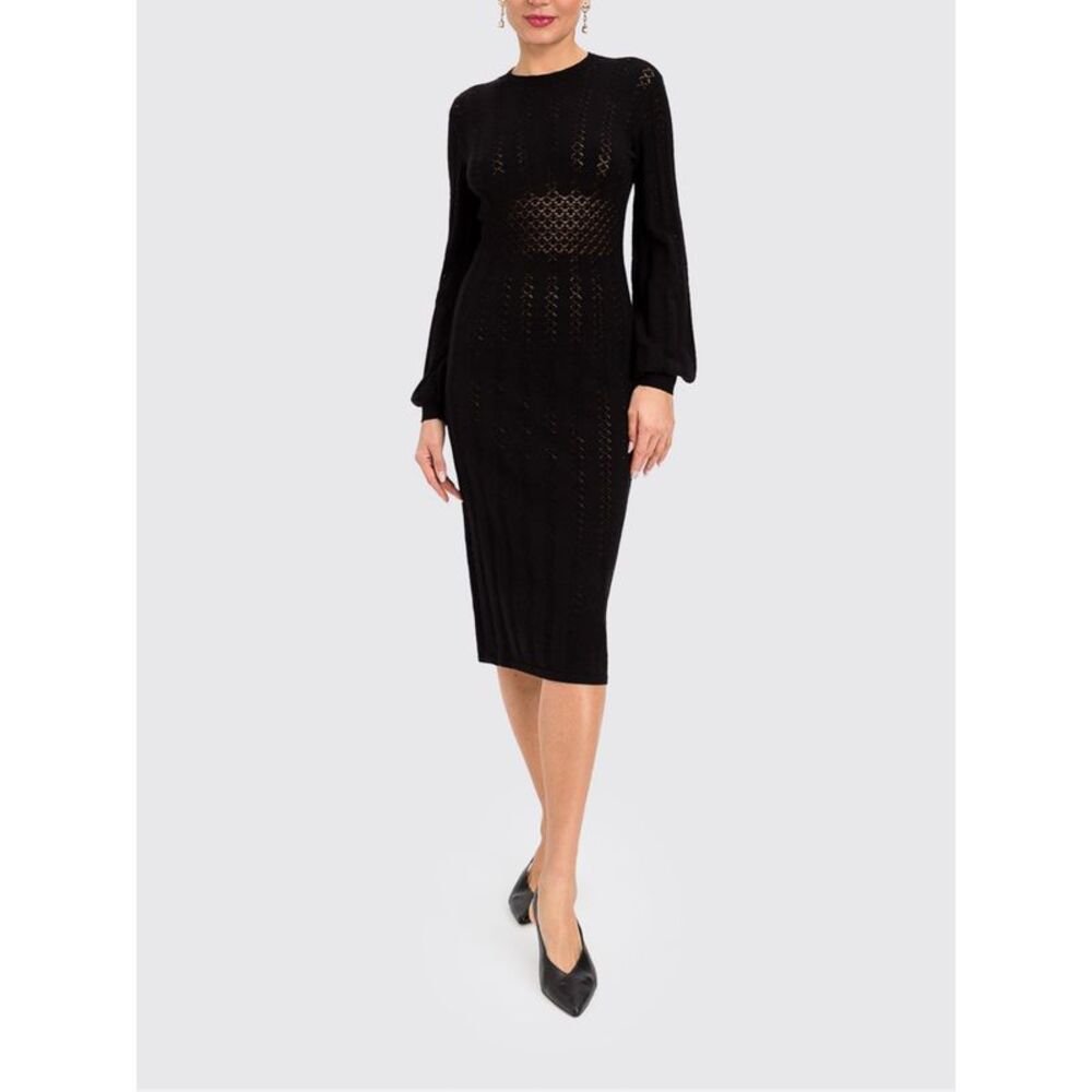 Twinset Women Slim Fit Midi Knit Sheath Dress Twinset With Openwork Details